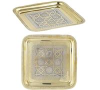 Plateau de service oriental Nacera carré en métal doré 27 cm