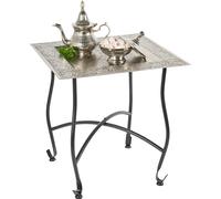 Table d'appoint orientale Sule moderne en métal argenté 42 cm