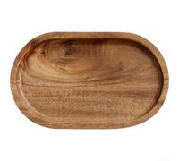 Plateau de service ovale moderne en bois d'acacia avec compartiments divisés, plateau à goûter contemporain en bois pour thé, pause café et décoration de salle à manger (45,7 x 25,4 x 3,8 cm)