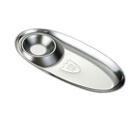 Plateau de service ovale multifonction avec récipient à sauce amovible pour cuisine, utilisation à la maison, compartiment à sauce, assiette à collations