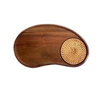Plateau de service - Planches de service décoratives en bois de 11,22 x 6,5 pouces | Plateau pour tasses à café | Design multifonction pour votre salon, table, café, petit déjeuner,