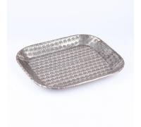 Plateau oriental en aluminium Jamira 29 cm | Plateau à thé marocain de couleur argentée | Plateau oriental argenté | Décoration orientale sur la table dressée