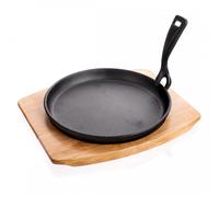 PLATEAU DE SERVICE POÊLE EN FONTE AVEC PLANCHE EN BOIS POUR BANQUET