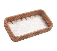 Plateau de service polyvalent en rotin, organisateur de bijoux pour commode, table de chevet, entrée, rangement, bol de présentation décoratif, cuisine, salle de bain, dessus de table, utilisation sur