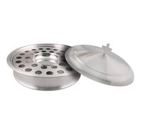 Plateau de service pour communion avec assiette à pain centrale avec couvercle - Acier inoxydable (argenté/mat)