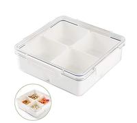 Plateau de service pour fruits ou collations - Anti-fuite - Amovible - Récipient de stockage alimentaire - En plastique sans BPA - Avec conteneurs individuels (1 carré)