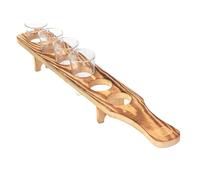 Plateau de service pour tequila - Support en bois pour verres à tequila, plateau pour service de verres à vin | Plateau à whisky avec 6 verres, plateau pour servir des boissons, porte-gobelet en verre