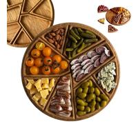 Plateau De Service Puzzle avec 8 Compartiments Amovibles, Plateau Rond en Bois, Lot De 8 Plateaux Rustiques Irréguliers pour Réception, Petit-Déjeuner, Table Basse, Cadeau De Pendaison(L)
