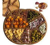 Plateau De Service Puzzle avec 8 Compartiments Amovibles, Plateau Rond en Bois, Lot De 8 Plateaux Rustiques Irréguliers pour Réception, Petit-Déjeuner, Table Basse, Cadeau De Pendaison(L*2)