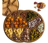 Plateau De Service Puzzle avec 8 Compartiments Amovibles, Plateau Rond en Bois, Lot De 8 Plateaux Rustiques Irréguliers pour Réception, Petit-Déjeuner, Table Basse, Cadeau De Pendaison(S*2)