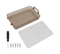 Plateau de service rectangulaire à double couche avec système d'égouttement intégré, pour usage intérieur. (Small White)