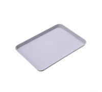 Plateau de service rectangulaire en ABS pour la maison, le restaurant et le café - 21 x 29,5 cm - Plateau multi-usage avec bords surélevés - Résistant aux éclaboussures - Facile à nettoyer - Gris