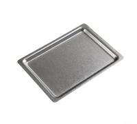 Plateau de service rectangulaire en acier inoxydable avec large bord doré argenté 30 x 22 cm base antidérapante facile à nettoyer pour la maison restaurant gastronomie (argent)