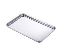 Plateau de service rectangulaire en acier inoxydable, facile à nettoyer et passe au lave-vaisselle (26,5 x 15,5 x 1,2 cm)