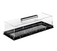 Plateau de service rectangulaire en acrylique transparent avec couvercle et base à motif marbre, 355 x 127 x 90 mm, récipient alimentaire avec poignée et coussinets antidérapants pour gâteaux