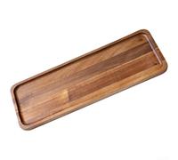 Plateau de service rectangulaire en bois d'acacia japonais pour présenter des desserts, des fruits et des articles à l'heure du thé (C)