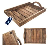 Plateau de service rectangulaire en bois mangue 35,5 x 25,5 cm