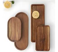 Plateau de service rectangulaire en bois, plateau à fromage, plateau à fruits avec construction lisse pour présentation des aliments (C)