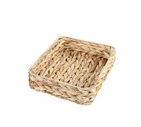 Plateau de service rectangulaire en jacinthe d'eau tissée à la main pour café/petit déjeuner/dessert/fruits/pain (couleur originale - Taille S)