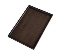 Plateau de service rectangulaire noir de 38 x 25 x 2 cm, pour dîners, fêtes, bar à thé, vaisselle résistante à l'huile avec bords incurvés (33 x 22 x 2 cm)
