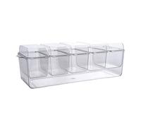 Plateau de service réfrigéré - Contenant alimentaire | Boîte à compartiments - 40,5x14,5x13,5 cm PET transparent avec couvercle transparent et compartiments séparés pour fruits, légumes et salades