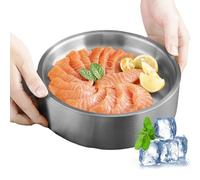 Plateau de service réfrigéré en acier inoxydable, bol à glace en acier inoxydable 304 | Refroidisseur carré 21 cm 420 g | Cet élégant serveur de buffet doré garde les camars au frais