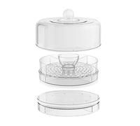 Plateau de service réfrigéré rotatif à 4 grilles pour conserver les | Serveur Buffet Froid Food pour Buffet, Anniversaire, Pique-nique, Camping, Fruits, Snacks, Dessert