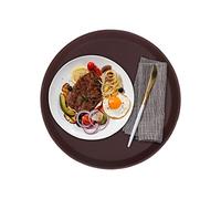 Plateau de Service Rond, 40 cm Marron en AntidéRapant RéSistant à la Chaleur Plateau pour Café, Thé, Petit-DéJeuner, Plateau de Service pour la Maison, Restaurant, HôTel