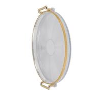 Plateau de Service Rond, Décor en Bois doré, Plateau de Service Rond élégant pour les Collations (Transparent)