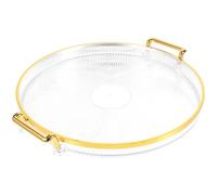 Plateau de Service Rond Décoratif Grand Format Élégant, en Plastique | Design Rayé Transparent, Usage Quotidien à Maison, Facile à Nettoyer, Résistant aux Dommages