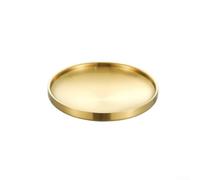 Plateau de service rond double couche en acier inoxydable doré - 17/19/21/23 cm - Élégante assiette isotherme pour desserts, thé de l'après-midi, décoration de table de fête (23 cm)