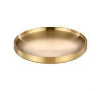 Plateau de service rond double couche en acier inoxydable doré, finition brossée, assiette isotherme pour fête, dessert, fruits, base antidérapante, décoration de table élégante (19 cm)