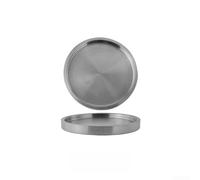 Plateau de service rond en acier inoxydable 304 double couche argenté pour buffet, fête, fromage, fruits, collations, 26 cm (32 cm)
