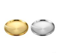 Plateau de service rond en acier inoxydable à double paroi résistant à la chaleur pour la présentation de cuisine, 4 tailles (21 cm)