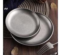 Plateau de service rond en acier inoxydable avec identité visuelle coréenne rétro et flocon de neige tactile conçu pour une utilisation multi-environnement (26 cm)