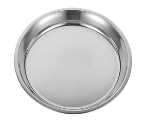 Plateau de Service Rond en Acier Inoxydable, Fond Plat Stable | Surface Lisse et Polie, pour Buffet ou Service Gastronomique, Argenté, Multi-cours