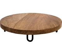 Plateau de service rond en bois massif de manguier - Ø 29 cm - avec pieds