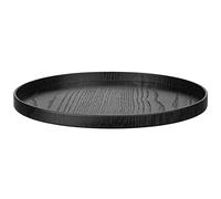Plateau de service rond en bois massif extra large pour thé, café, collation, repas, cuisine, fête, bar, petit-déjeuner avec bords surélevés (40 cm) - Noir