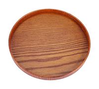 Plateau De Service Rond en Bois Naturel pour Thé, Nourriture, Eau, Boisson, Plan De Travail, Cuisine, Table Basse, Petit Déjeuner (24 Cm)