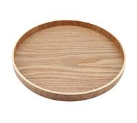 Plateau de Service Rond en Bois Plateau de Table Basse en Bois Naturel Plateau de décoration de Ferme Plateau de Petit déjeuner Cercle en Bois pour Aliments Fruits Bonbons(27cm)