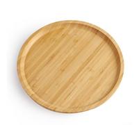 Plateau de service rond en bois pour cuisine, service, boissons, gâteaux, pain, pizza, fruits, huile, fissures, lisse pour la maison, les fêtes, le petit déjeuner (25 x 25 x 1,5 cm)