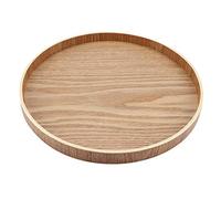 Plateau de service rond en bois pour théière, fruits, bonbons, nourriture - décoration d’intérieur, Bois, 27 cm