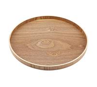 Plateau de Service Rond en Bois pour théière, Fruits, Bonbons, Nourriture ou décoration d’intérieur