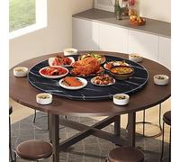 Plateau de service rond pivotant à 360° en bois de 50 100 cm de diamètre pour partager des aliments sans effort lors de réunions de famille et de fêtes