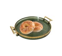 Plateau de service rond - Plat décoratif en bois pour collations et boissons | Tiroir à plat rond de ferme, table basse centrale, serveur alimentaire circulaire, tiroir organisateur rustique, cuisine