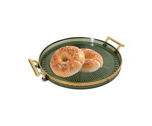 Plateau de service rond - Plat décoratif en bois pour collations et boissons | Tiroir à plat rond de ferme, table basse centrale, serveur alimentaire circulaire, tiroir organisateur rustique, cuisine