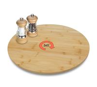 Plateau de Service Rotatif en Bambou XXL 50 cm - Tournant en Bois pour Fromage, Saucisses et Collations - Assiette en Bois