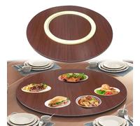 Plateau de service rotatif en bois 50 cm/60 cm/70 cm/80 cm/90 cm Plateau tournant à 360° pour table de salle à manger Plateau de service rond à roulement silencieux (rouge-marron, 50 cm)