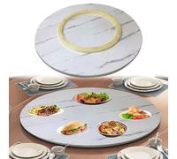 Plateau de service rotatif en bois 50 cm, 60 cm, 70 cm, 80 cm, 90 cm, plateau tournant à 360° pour table de salle à manger, plateau de service rond à roulement silencieux, finition blanche