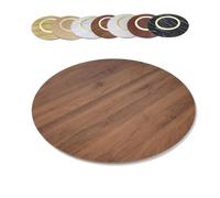 Plateau de service rotatif en bois de 60 cm - Plateau tournant rond pour cuisine et salle à manger - Finition noyer - Parfait pour les fêtes et la décoration d'intérieur - 61 cm de diamètre Motif Lazy